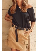 Camel denim skirt with a belt 6727 - Online store - Boutique